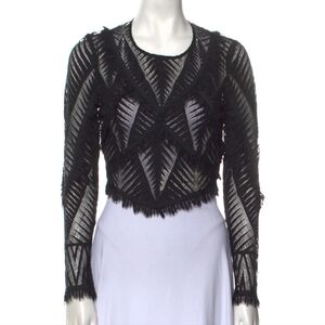 Ronny Kobo Lace See Through Black Detailed Top With Zipper Size Women'a Small